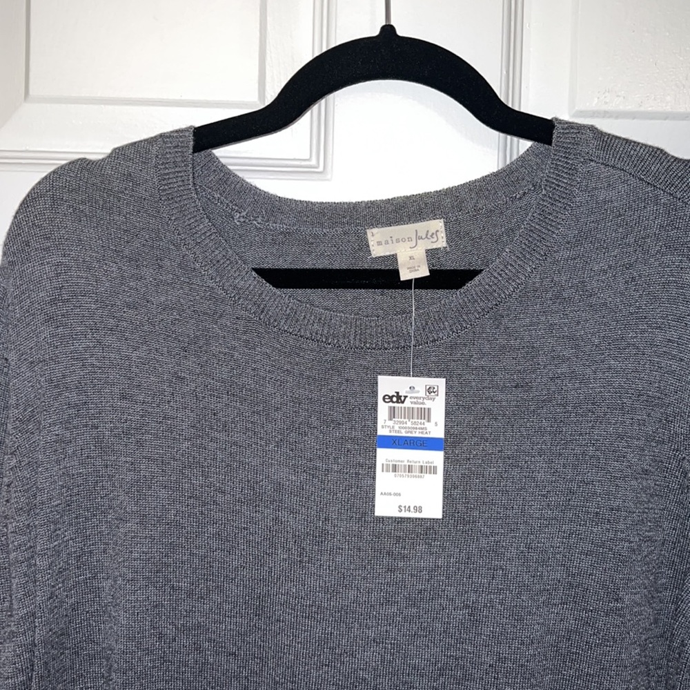 Maison Jules Women’s Crew Neck Sweater in Grey in size XL NWT - Picture 5 of 9